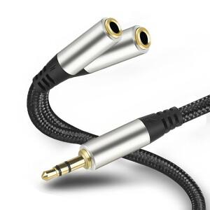 Y스플리터 3.5mm 오디오 케이블 1개의 남성 커넥터를 2개의 여성 연결하는 연장 (이어폰 헤드셋 MP3 MP4 스