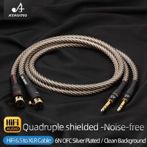 믹서 하이파이 6.5 XLR 케이블 하이엔드 OFC 실버 도금 듀얼 6.35mm TRS 수 암 플러그 오디오 한 쌍