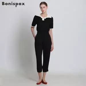 [보니스팍스(Bonispax)] 밑단 시보리 사이드 자수장식 배기 팬츠 (택가격: 139000원)