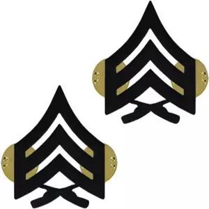 유니폼을 스마트하게 만들어 보세요 USMC 해병대 하사 칼라 핀 시그니아 배지 엠블럼 솔리드 황동 블랙