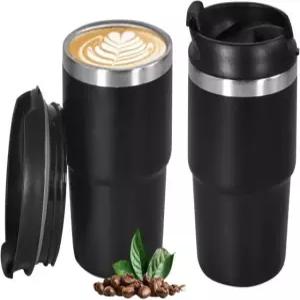 CHLJAR 6oz 진공 단열 에스프레소 컵 세트 2개 커피용 샷 뚜껑이 있는 이중 벽 스테인리스 스틸 미니 텀블러 글라스 D-black2P 6oz-Standard