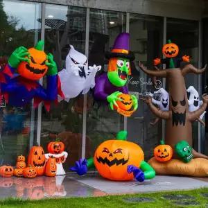 큰 유령 조명 장식 안뜰 나무 할로윈 파티 주입식 호박 크리스마스 공기 선물 야외 몰드 깨진 창문의 유령 높이 약 110cm