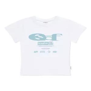 이스케이프프롬 ESCF 로고 콜라주 프린트 슬림핏 반팔티 화이트