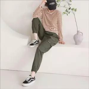 [라일리여성의류] Rly 밴딩바지 카고바지 포켓 여자 컬러 조거팬츠 허리 50060001)