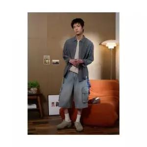에잇세컨즈 8SECONDS 버뮤다 핏 카고 데님 쇼츠 스카이 블루 456425CC5Q 336053