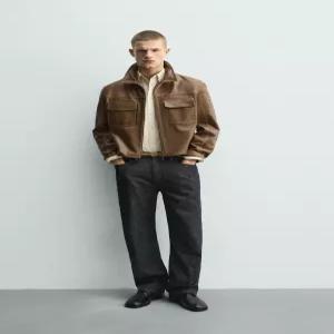 [매장정품] ZARA 스티치 레더 자켓 재킷 - 도트 4720/202/759