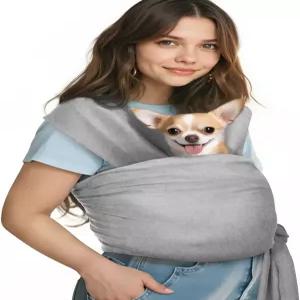 작은 개와 고양이를 위한 Pawaboo 애완동물 슬링 캐리어 핸즈프리 불안감 없는 부드러운 면 전면 파푸스