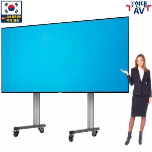 현대AV HD-69121MW 초대형 TV 이동형 스탠드, 120인치/150kg 지원, 멀티스크린 설치 지원, TV 높낮이 조절 가능, 케이블 내장, 셋탑박스 거치대(ML-9588) 장착 호환, 렌탈 대여 상담, 한글 설치 안내서 제공