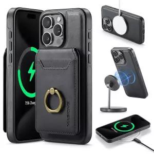 SZHAIYU 2 in 1 탈착식 마그네틱 폰 케이스, 아이폰 14 프로 맥스 카드 홀더 링, Magsafe 지갑과 호환, 가