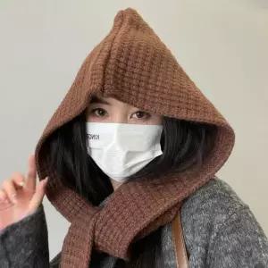 4컬러 따뜻한 니트 후드형 머플러 후드케이프 목도리 후드머플러 후드케이프