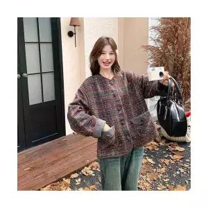 팔콘 여성 여친 코트 하프 빈티지 체크 KKE1