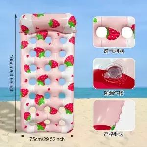 새로운 플레이드 모양 에어매트 두꺼운 PVC 소재 캐릭터 싱글 침대 수영장 해변 물놀이 여름