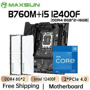 MAXSUN 새로운 마더보드 키트 B760M, Intel i5 12400F LGA1700 RAM DDR4 16GB(8GBx2) 3200MHz 컴퓨터 구성
