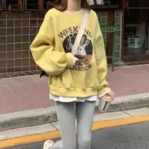 [하프클럽/]여성 박시 필기체 맨투맨 보온 스트릿패션