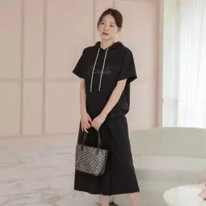 [서울양말]여성 여름 후드반팔 스커트팬츠 셋업 빅사이즈 엄마옷 외출복 쿨링