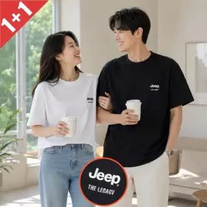 국내정품 지프반팔티 jeep 남자 흰티 흰색 세미 오버핏 라운드 남녀공용 쿨 면티