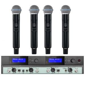 SLXD42Q 무선 핸드헬드 마이크는 무대 공연에 적합한 고급 전문가용 디지털 다이나믹 마이크입니다.