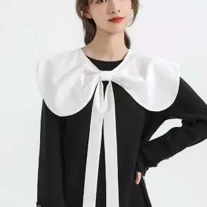 [하프클럽/]여성 세일러 빅카라 블라우스 페이크 카라 레이어드 2색