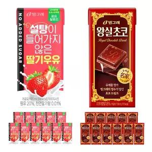빙그레 왕실초코 12개 +무설탕 딸기우유 12개