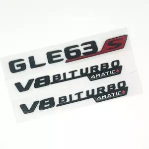 3D ABS 광택 블랙 GLE63S 배지 엠블럼 자동차 펜더 데칼 V8 BITURBO 4MATIC 로고 실버 메르세데스 AMG GLE