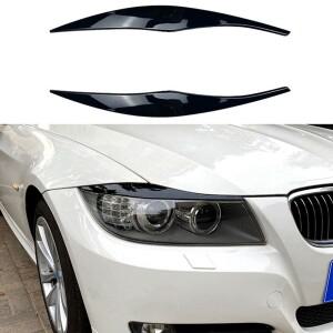 자동차 광택 블랙 헤드 라이트 아이브로우 아이리드 커버 속눈썹 스티커 BMW 3 시리즈 E90 320I 05-12