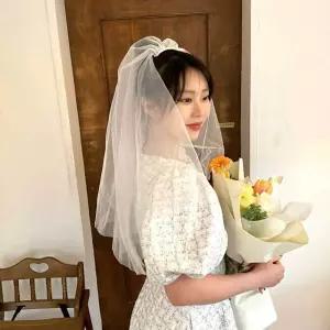 셀프 웨딩 촬영소품 베일 면사포 숏
