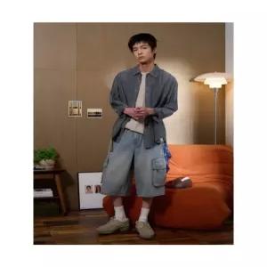 에잇세컨즈 버뮤다 핏 카고 데님 쇼츠 스카이 블루 456425CC5Q
