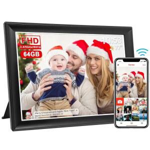64GB FRAMEO 10 5인치 스마트 WiFi 디지털 사진 프레임 1920x1280 FHD IPS LCD 터치스크린, 자동 회전, 스토리지, SD 카드 및 USB 드라이브 지원, 어디서나 Frameo 앱을 통해 순간을 즉시 공유하세요