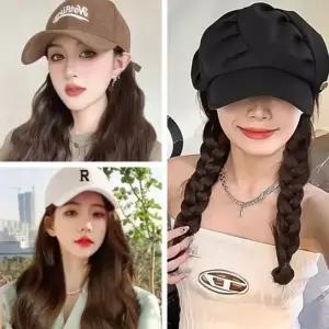 [룽스_65]모자 고온사 단백사 여성 긴머리 패션 가발