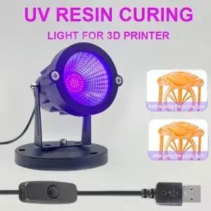 405nm UV 젤 경화 빛 10W LED 블랙 조명기구 5V USB On/Off 스위치 케이블 수지 3D 프린터 네일