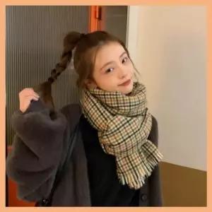 긴 짜임 목도리 여성 가을 겨울 스카프 체크목도리 체크머플러 니트목도리 여자목도리