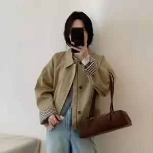 여친 하프 가을 체크 코트 반 자켓 슬림핏 BE3