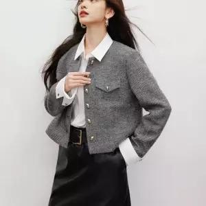 하프 여사친 가을 톱 코트 트위드 BE3