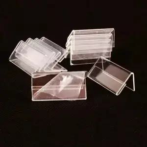 릴 4x2cm L자형 미니 라벨 디스플레이 홀더 명확한 내구성이 뛰어난 다목적 소매/보석 카드 스탠드 공간