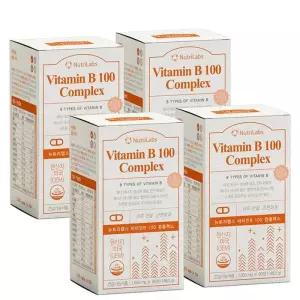 뉴트리랩스 비타민B 100 컴플렉스 활력 에너지 피로 관리 1650mg 90정 X 4개