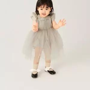갤러리아 앙뉴 엔젤리카 블랙화이트 리본 여아플랫슈즈 / 여아구두