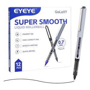EYEYE 블랙 포인트 잉크 롤러볼 미디엄 부드러운 파인 빠른 액체 12팩 7MM 건조