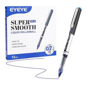 EYEYE 7MM 잉크 액체 블루 롤러볼 포인트 파인 미디엄 건조 롤러 12팩 부드 빠른