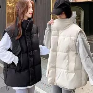 여성 루즈핏 하이넥 패딩조끼 웰론 오버핏 패딩베스트 (WE43EB5)