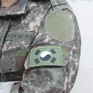 자수 패치 패치 태극기 와펜 국방색
