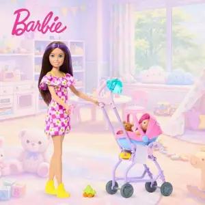 [BARBIE] 바비 패밀리 스키퍼 베이비시터 2in1 유모차 플레이세트