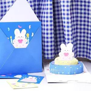 팝업 MT19NT92 초대장 생일 축하 파티 카드 토끼