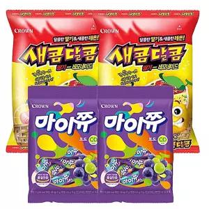 학교 크라운 새콤달콤 딸기레몬200g 2개+마이쮸 포도92g 2개 서치생활 서치41