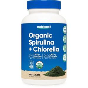 뉴트리코스트 스피룰리나 + 클로렐라 (3,000mg) 360정 - USDA , 스피룰리나 1,500mg, 클로렐라 1,500mg, , GMO 프리, 글루텐 프리, 60인분
