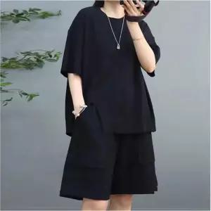 블랙 여름 투피스 코디 편한 데일리룩 트리플컷 포인트 반팔 카고 패션 세련된룩