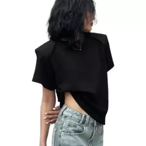 어깨패드티 반팔 스판 패드티 라운드 어깨뽕 무지