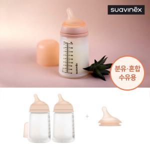 [스와비넥스]제로제로 실리콘젖병 270ml 2P+리필젖꼭지(분유혼합 수유용)