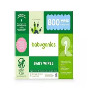 아기 물티슈, 베이비가닉스 무향 기저귀 800개(80개 10팩), 비알레르기성 및 식물 유래 성분