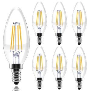 SSQY E14 LED 전구 디머블, 40W 등가, 필라멘트 클리어 글래스, 소프트 화이트 2700K, 4W 400LM B11 터키 램프용 전구, 유럽 샹들리에, 6팩