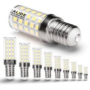 ALIDE E14 LED 전구 4W 동일 40와트 칸델라브라 0.65*2.28인치, 120V~220V, 샹들리에용 6000K 일광 밝은 흰색 유럽 베이스 전구, 터키식 페르시아 램프 펜던트, 디밍 불가능, 10팩